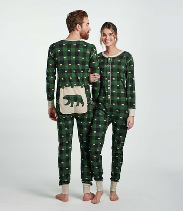 Green Plaid Adult Union Suit